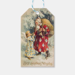 Viktorianischer Weihnachtsmann mit Engel beim Ausl Geschenkanhänger