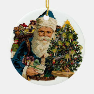 Viktorianischer Weihnachtsmann mit Geschenken Vint Keramikornament