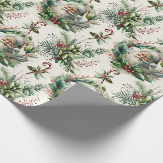Viktorianischer Weihnachtsmann mit Holly Wrapping Geschenkpapier