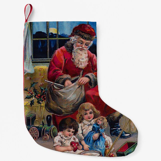 Viktorianischer Weihnachtsmann mit Kindern Kleiner Weihnachtsstrumpf (Vorderseite)