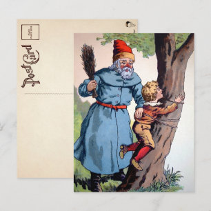 Viktorianischer Weihnachtsmann mit unheilvoller Ki Postkarte