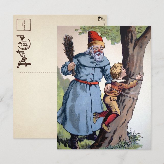 Viktorianischer Weihnachtsmann mit unheilvoller Ki Postkarte (Vorne/Hinten)