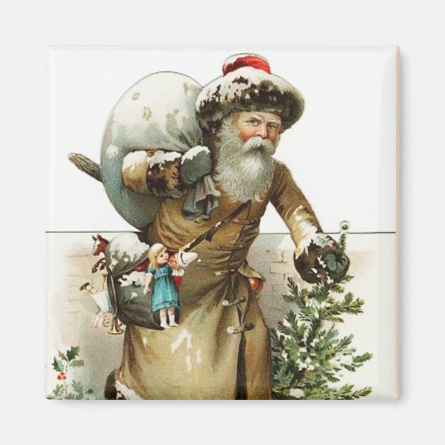Viktorianischer Weihnachtsmann mit Vintager Last Magnet (Vorne)