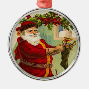 Viktorianischer Weihnachtsmann Ornament Aus Metall