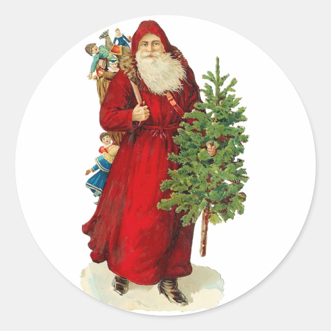 Viktorianischer Weihnachtsmann Runder Aufkleber (Vorderseite)