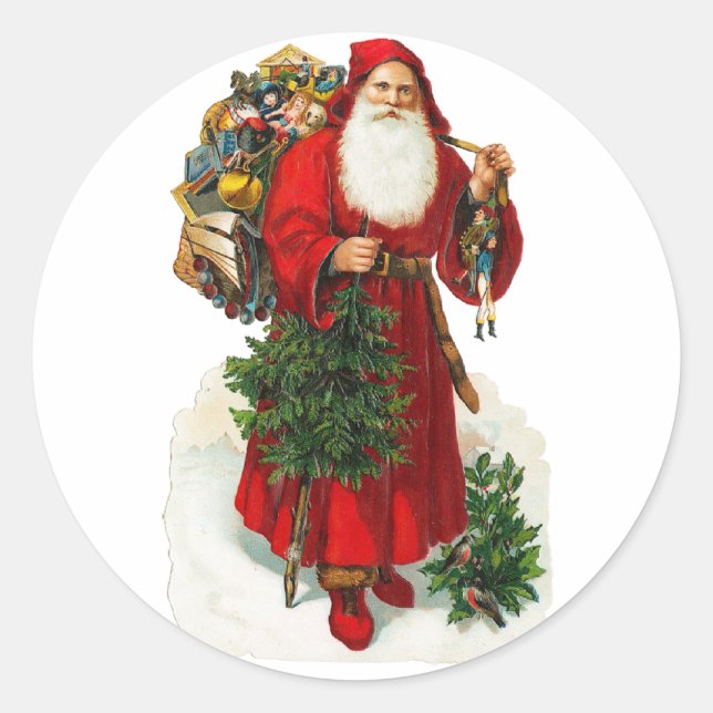 Viktorianischer Weihnachtsmann Runder Aufkleber (Vorderseite)