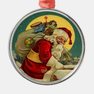 Viktorianischer Weihnachtsmann Silbernes Ornament