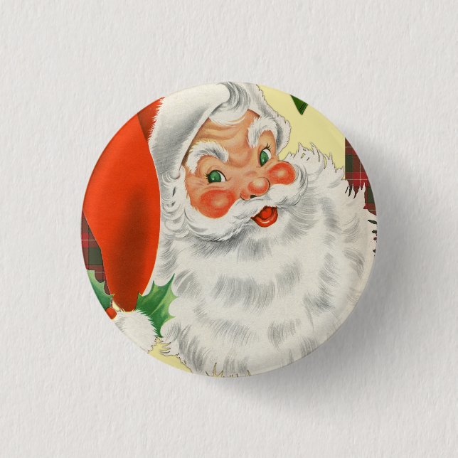 Viktorianischer Weihnachtsmann Traditionelle Weihn Button (Vorderseite)