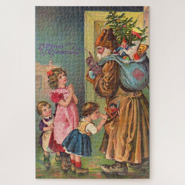 Viktorianischer Weihnachtsmann und Kinder frohe We (Vertikal)