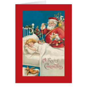 Viktorianischer Weihnachtsmann und schlafende Kind