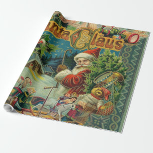 Viktorianischer Weihnachtsmann Weihnachtscollage A Geschenkpapier
