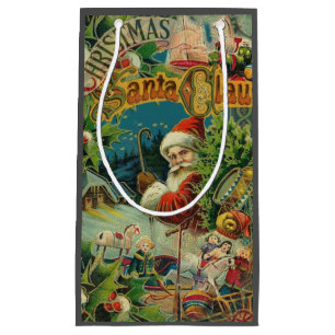 Viktorianischer Weihnachtsmann Weihnachtscollage A Kleine Geschenktüte