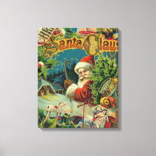 Viktorianischer Weihnachtsmann Weihnachtscollage A Leinwanddruck