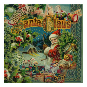 Viktorianischer Weihnachtsmann Weihnachtscollage A Poster