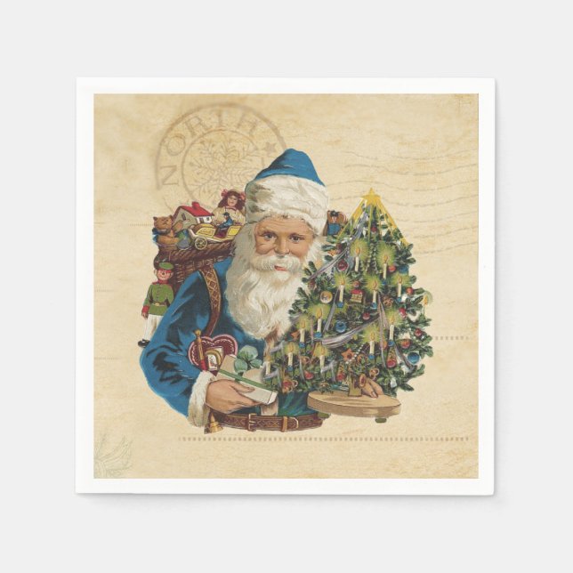 Viktorianischer Weihnachtsmann - Weihnachtsfeierta Serviette (Vorderseite)