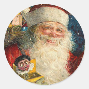 Viktorianischer Weihnachtsmann-Weihnachtssticker Runder Aufkleber