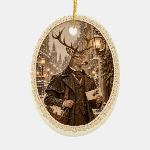 Viktorianischer Weihnachtsschmuck Hirsch Postbote