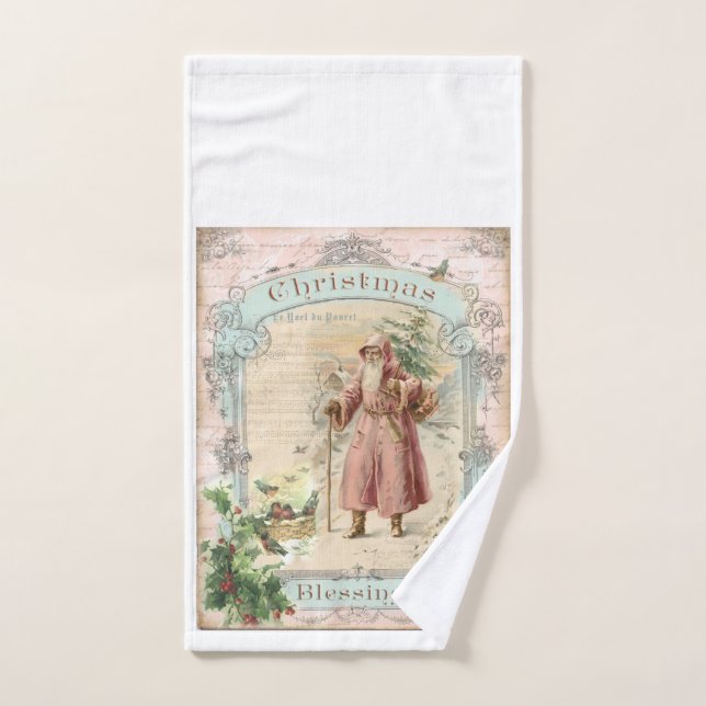 Viktorianischer Weihnachtsstil in Rosa Badhandtuch Set (Handtuch)