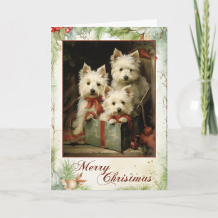 Viktorianischer West Highland White Terrier Weihna Feiertagskarte