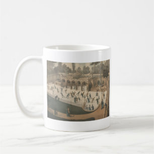Viktorianischer Winter-Eislauf-Lithographie Kaffeetasse
