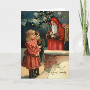 Viktorianischer wütender Weihnachtsmann mit einem  Feiertagskarte