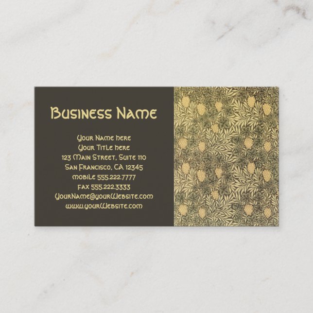 Viktorianisches antikes William Morris Blätter Visitenkarte (Vorderseite)