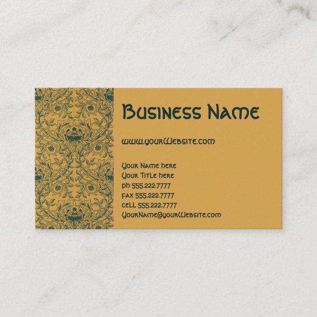 Viktorianisches antikes William Morris Blumenmuste Visitenkarte (Vorderseite)