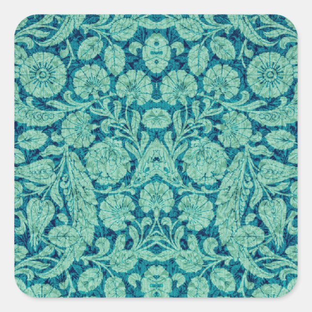 Viktorianisches Arabesque, KANTARA in Aquamarin &  Quadratischer Aufkleber (Vorderseite)
