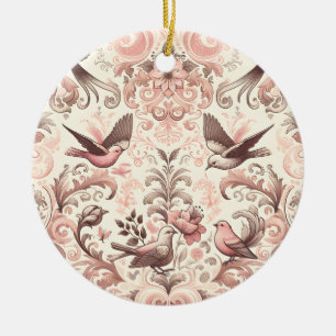 Viktorianisches Aviar: Ein pastellrosa Garten Keramik Ornament