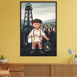 Viktorianisches Babyplakat - Lustiges Kohlebergman Leinwanddruck