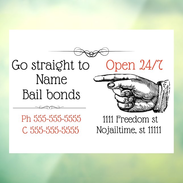 Viktorianisches Bail-Bail-Bonds-Geschäft kommt aus Fensteraufkleber (Blatt 3)