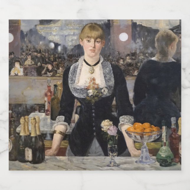 Viktorianisches Bar Girl in Folies Bergere, Frankr Bierflaschenetikett (Einzelnes Label)