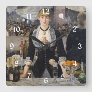 Viktorianisches Bar-Mädchen in Folies Bergere, Fra Quadratische Wanduhr