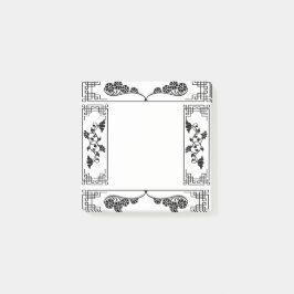 Viktorianisches Barock Elegant Schwarz-Weiß-Blumen Post-it Klebezettel