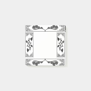 Viktorianisches Barock Elegant Schwarz-Weiß-Blumen Post-it Klebezettel