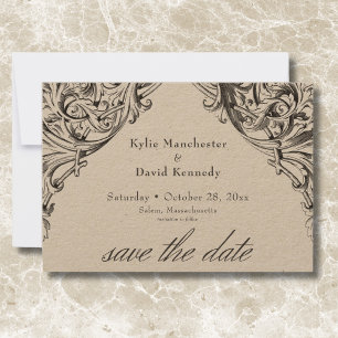 Viktorianisches Bat bis zum Tod Black & Tan Hochze Save The Date