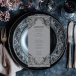 Viktorianisches Bat bis zum Tod Schwarz & Grau Hoc Menükarte<br><div class="desc">Genießen Sie Ihre gotische Hochzeit mit einem Viktorianisch inspirierten Hochzeitsmenü, das zeitlose Eleganz und Geheimnis ausstrahlt. Dieses atemberaubende Design, das an eine antike Buchbindung erinnert, besticht durch ein schwarz-graues Lakefilegrau und erinnert an den Charme vergangener Zeiten. Lass deine Liebe mit einem Programm, das so unvergesslich wie dein Tag ist. Erstellt...</div>