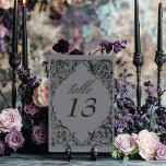 Viktorianisches Bat bis zum Tod Schwarz & Grau Hoc Tischnummer<br><div class="desc">Erleben Sie Ihre gotische Hochzeit mit einer Viktorianisch inspirierten Hochzeitskampagne, die zeitlose Eleganz und Geheimnis ausstrahlt. Dieses atemberaubende Design, das an eine antike Buchbindung erinnert, besticht durch ein schwarz-graues Lakefilegrau und erinnert an den Charme vergangener Zeiten. Lass deine Liebe mit einer so unvergesslichen Tischnummer wie deines Tages. Erstellt von der...</div>