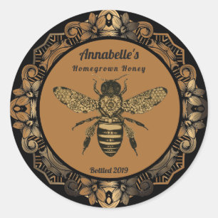 Viktorianisches Bienenhoniglabel Runder Aufkleber