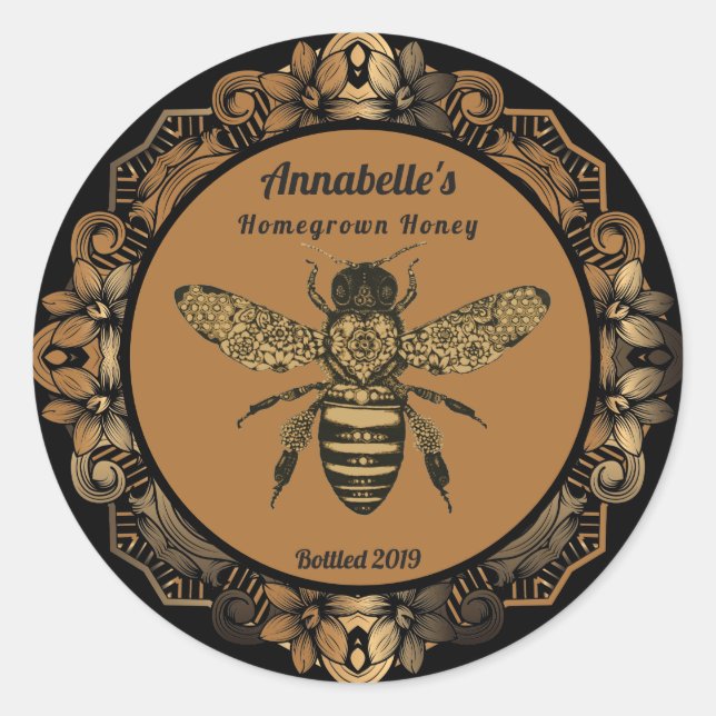 Viktorianisches Bienenhoniglabel Runder Aufkleber (Vorderseite)