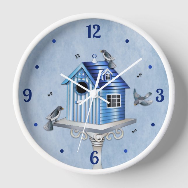Viktorianisches Birdhouse und Songbirds Shades of  Uhr (Vorderseite)