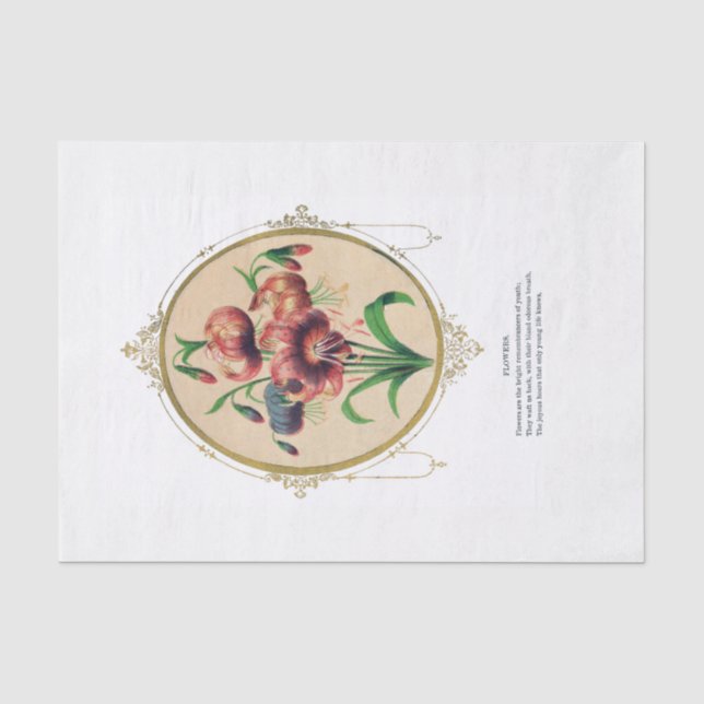 Viktorianisches Blumen-Emblem-Seidenpapier Seidenpapier (Vorderseite)