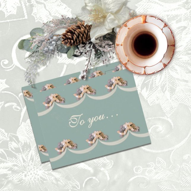 Viktorianisches Blumenband Segen in Grün Postkarte (Von Creator hochgeladen)