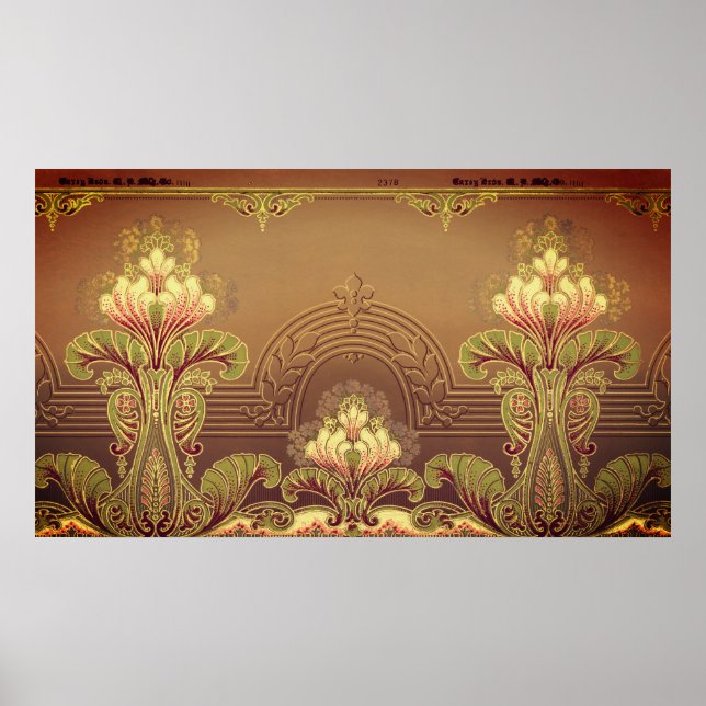 Viktorianisches Blumenfriedel, elegante Blume Juge Poster (Vorne)