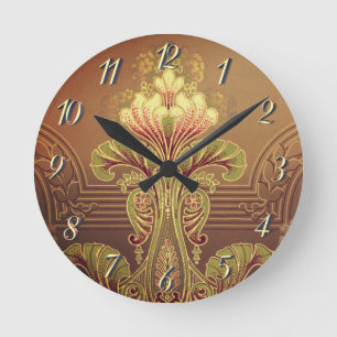 Viktorianisches Blumenfriedel, elegante Blume Juge Runde Wanduhr