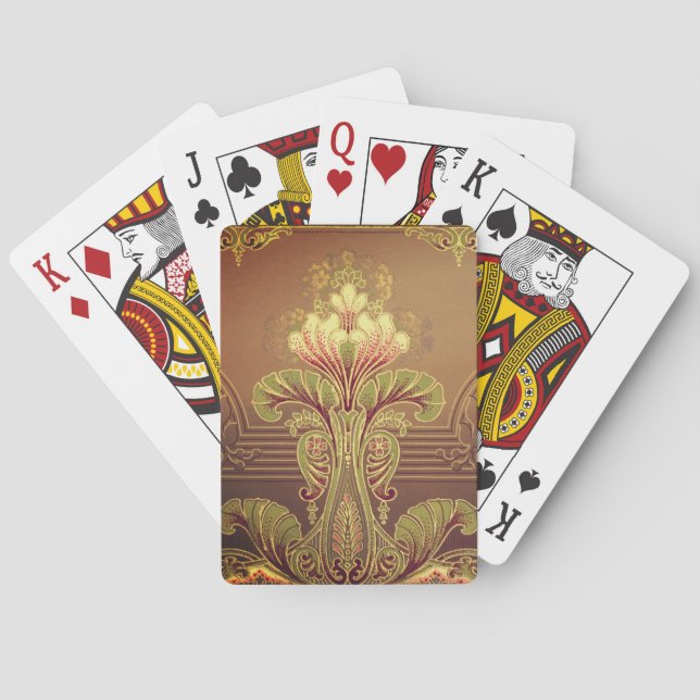 Viktorianisches Blumenfriedel, elegante Blume Juge Spielkarten (Rückseite)