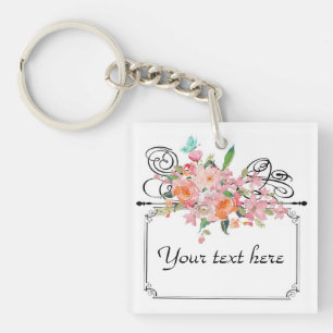 Viktorianisches Blumenhängezeichen Hochzeit elegan Schlüsselanhänger