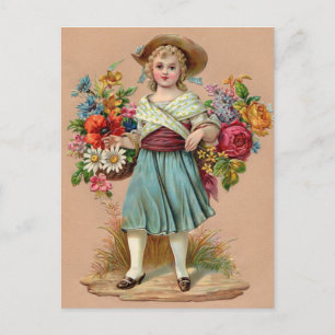 Viktorianisches Blumenmädchen Postkarte