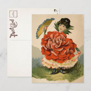 Viktorianisches Blumenmädchen-Postkarte Postkarte