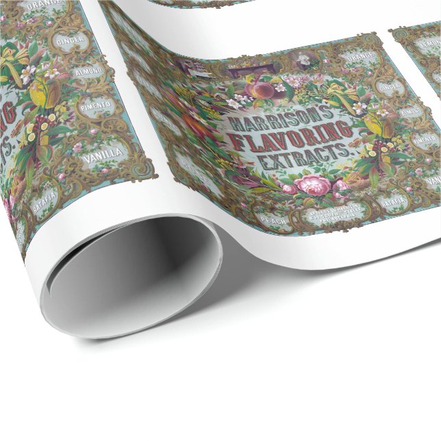 Viktorianisches Blumenobst Backen Vintage Küche Geschenkpapier (Rolleneckpunkt)